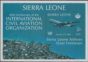 Souvenir Sheet, Jet over Freetown, Sierra Leone,  , Aviation