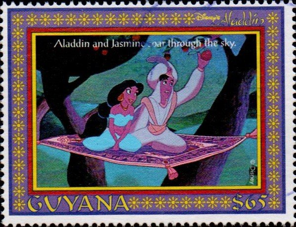 Aladdin and Jasmine on magic carpet