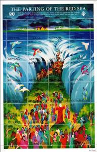 Mini Sheet, The Parting of the Red Sea, Guyana,  , Biblical Accounts