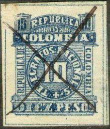 Stamp, Numeral in Circle, Colombia,  , Numbers, Telegraphy