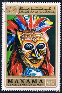 Stamp, Face mask, Congo, Manama,  , Folklore