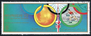 Stamp, Discus throwing, Ajman,  , Athletes, Athletics, Discus-throwing, Olympic Games, Sports, Summer