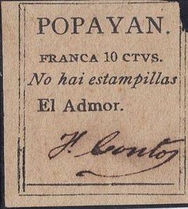 Stamp, POPAYÁN .No stamps available, Colombia,  , Letters (Alphabet), Signatures - Autographs