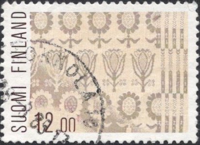 Stamp, Tulip Damask, Finland,  , Art, Folklore, Textile