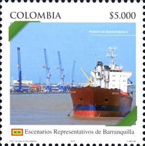 Stamp, Port of Barranquilla, Colombia,  , Ports, Ships, Transport