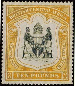 Stamp, Coat of Arms of BCA (white background), British Central Africa,  , Coats of Arms
