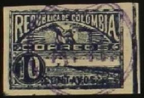 Stamp, Iron Quay at Sabanilla Overprinted, Colombia,  , Landscapes, Letters (Alphabet)