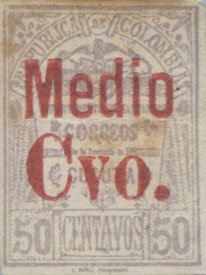 Stamp, 1904 Stamp overprinted, Colombia,  , Coats of Arms, Locomotives