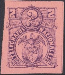 Stamp, Coat of Arms, Numeral, Colombia,  , Coats of Arms, Telegraphy