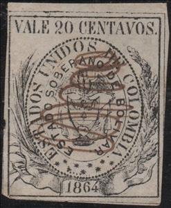 Revenue Stamp, Arms with Branches, Colombia,  , Coats of Arms