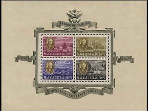 Souvenir Sheet, Air mail, F. D. Roosevelt, miniature sheet, Hungary,  , Heads of State, Maps, Monuments, Bridges, Parks, Buildings, Aircrafts