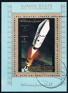 Souvenir Sheet, Rocket, Ajman,  , Space Traveling