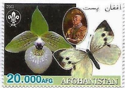 Stamp, Butterfly and orchid, Cinderellas,  , Animals (Fauna), Butterflies, Flowers, Insects, Orchids, Scouting