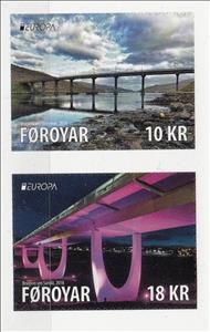 Se-tenant, Europa 2018 : Bridges (Self Adhesives), Faroe Islands,  , Architecture, Bridges, C.E.P.T. / Europe
