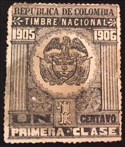 Revenue Stamp, Timbre Nacional, First Class, Colombia,  , Coats of Arms