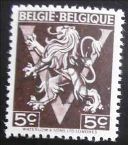 Stamp, Heraldic Lion with V - discount, Belgium,  , Coats of Arms, Heraldic Animals, Лев
