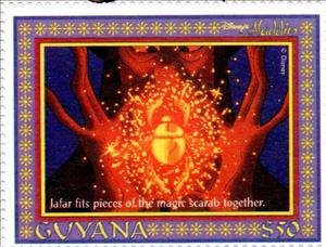 Stamp, Jafar and magic scarab, Guyana,  , Disney