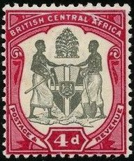 Stamp, Coat of Arms of BCA (white background), British Central Africa,  , Coats of Arms