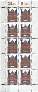Mini Sheet, Holsten Gate, Lübeck, Germany, Federal Republic,  , Buildings, Gates, Towers, UNESCO World Heritage Sites
