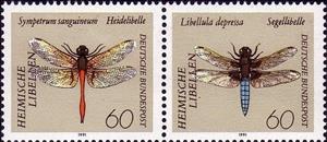 Se-tenant, Dragonflies, Germany, Federal Republic,  , Animals (Fauna), Dragonflies, Insects