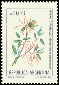 Stamp, Notro - Ciruelillo (Embothrium coccineum), Argentina,  , Flowers, Plants (Flora)