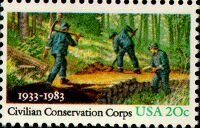 Stamp, Civilian Conservation Corps Making a Road, United States of America,  
