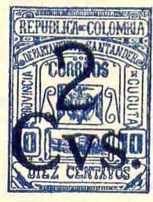 Stamp, 1904 Stamp overprinted, Colombia,  , Coats of Arms, Locomotives