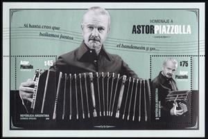 Souvenir Sheet, Astor Piazzolla, Homenaje a, Argentina,  , Famous People, Musicians