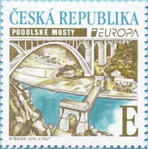 Stamp, Europa - Bridges - Podolské mosty, Czech Republic,  , Architecture, Bridges, C.E.P.T. / Europe, Rivers