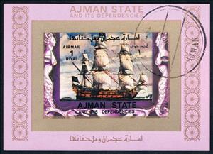 Souvenir Sheet, Sailing Ship, Ajman,  , Ships