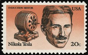 Stamp, Nikola Tesla and Induction Motor, United States of America,  