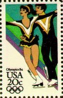 Stamp, 14th Winter Olympic Games, Ice dancing, United States of America,  , Olympic Games, Figure-skate