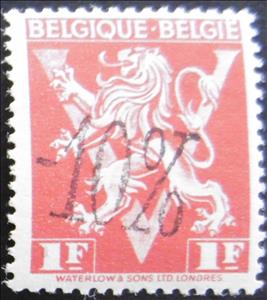 Stamp, Heraldic Lion with V - discount, Belgium,  , Coats of Arms, Heraldic Animals, Лев