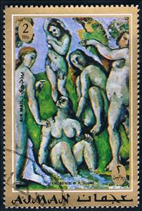 Stamp, Bathers, by Paul Cézanne (1839-1906), Ajman,  , Nudes, Paintings