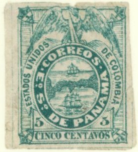Stamp, Arms with Condor, Isthmus in double circle, Panama,  , Coastal Areas, Coats of Arms, Vultures