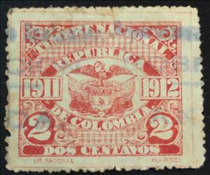 Revenue Stamp, Coat of Arms, Colombia,  , Coats of Arms