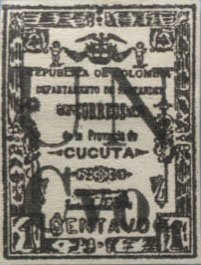 Stamp, 1904 Stamp overprinted, Colombia,  , Coats of Arms, Locomotives