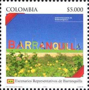 Stamp, Identifier of Barranquilla, Colombia,  , Landscapes, Letters (Alphabet)