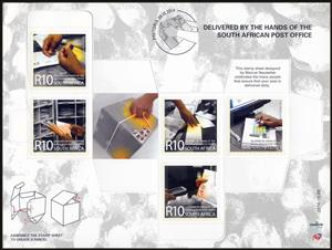 Mini Sheet, Delivered by the hands of the SA Post Office, South Africa,  , Postal Services