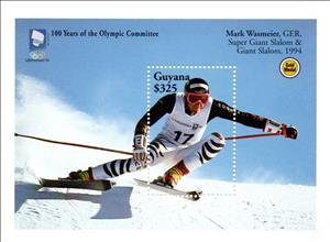 Souvenir Sheet, Mark Wasmeier, 1994, Guyana,  
