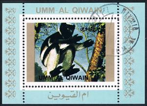 Souvenir Sheet, Mantled Guereza (Colobus guereza), Umm al-Qiwain,  