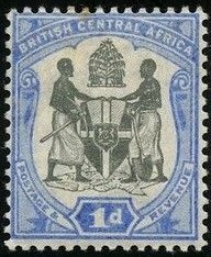 Stamp, Coat of Arms of BCA (white background), British Central Africa,  , Coats of Arms