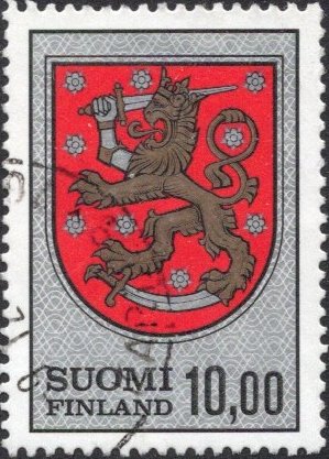 Stamp, Coat of Arms - phosphorescent paper, Finland,  , Coats of Arms, Heraldic Animals