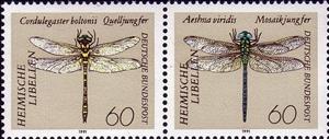 Se-tenant, Dragonflies, Germany, Federal Republic,  , Animals (Fauna), Dragonflies, Insects