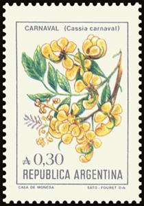 Stamp, Flor de Carnaval (Cassia carnaval), Argentina,  , Flowers, Plants (Flora)