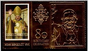 Stamp, Pope Benedict XVI, Guyana,  , Religion