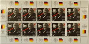 Mini Sheet, 100. Geburtstag von Ludwig Erhard, Germany, Federal Republic,  , Birds, Birds of Prey, Coats of Arms, Commemoration, Famous People, Men, Politicians, Stylized Animals