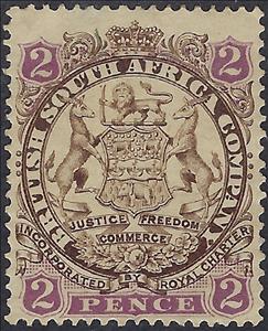 Stamp, Coat of Arms, British South Africa Company,  , Animals (Fauna), Coats of Arms, Elephants, Heraldic Animals, Лев