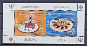 Booklet Pane, Europa (C.E.P.T.) 2005 - Gastronomy, Montenegro,  , C.E.P.T. / Europe, Food, Gastronomy