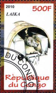 Stamp, Laika, Cinderellas,  , Dogs, Space Traveling